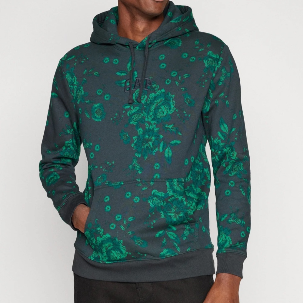 GAP Navy blue hoodie with Green Floral Print
